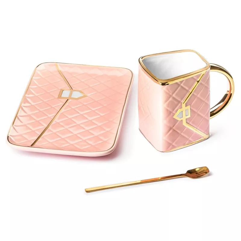 Puodelis Su Lėkštute Rankinukas, Rožinis