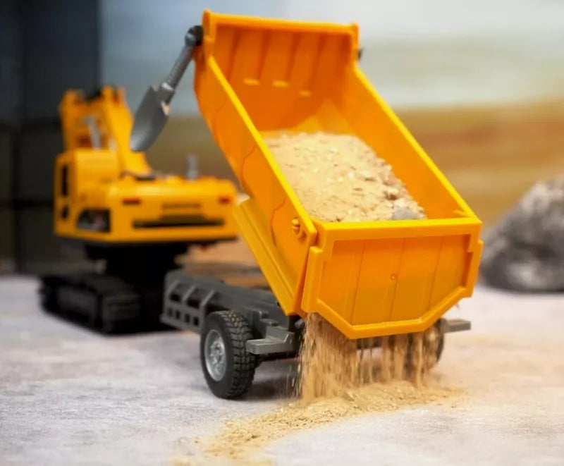 Radijo Bangomis Valdomas Ekskavatorius + Priekaba