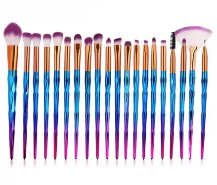 Sintetinio plauko makiažo šepetėlių rinkinys "Vienaragis", 20 vnt